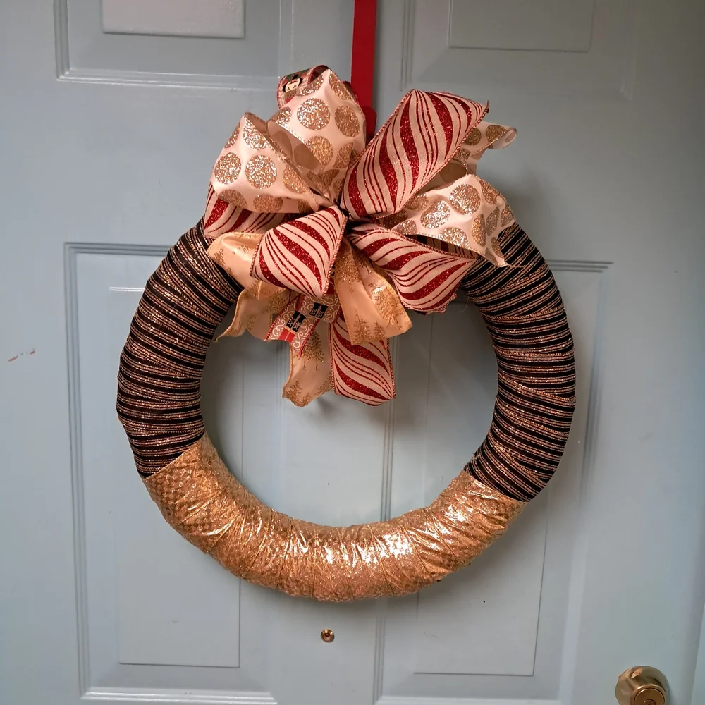 Festive Gold and Black Holiday Wreath